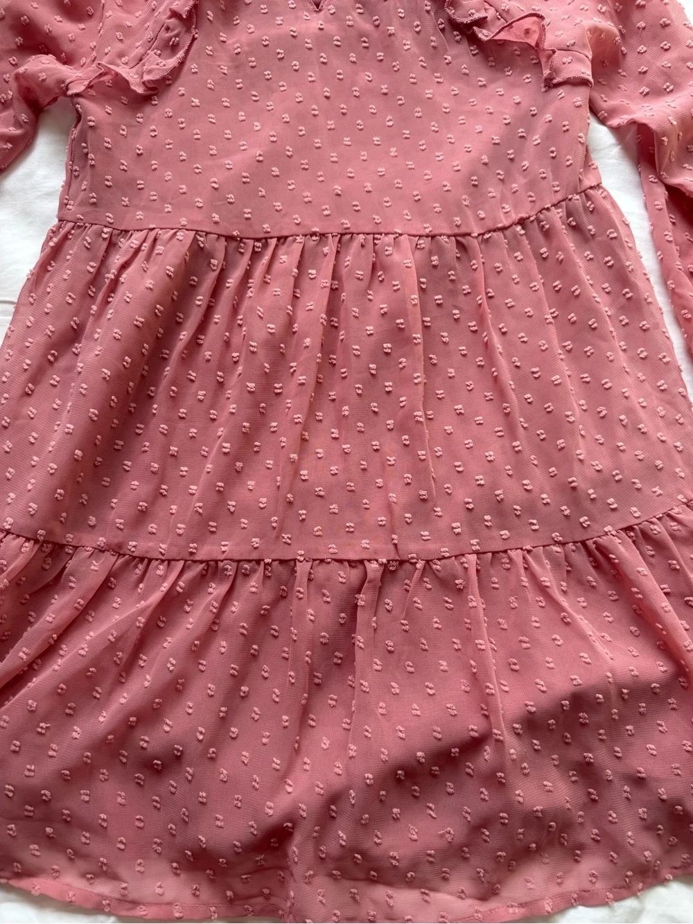 Gymboree Girls Flora Pink Long-Sleeve Tiered Dot Dress size 8